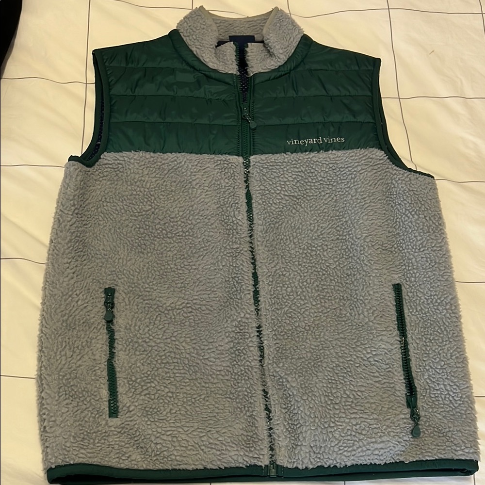 Vineyard Vines Green and Gray Fleece Vest
